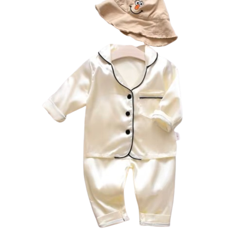 The Jodie - Baby Unisex Cute Print Pajamas Set - Plain Beige