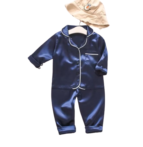 The Jodie - Baby Unisex Cute Print Pajamas Set - Plain Navy Blue