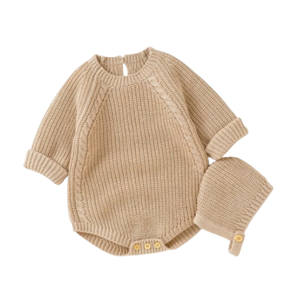 The John - Baby Unisex Warm Knit Jumpsuit Long Sleeve Soft Outfits + Hats