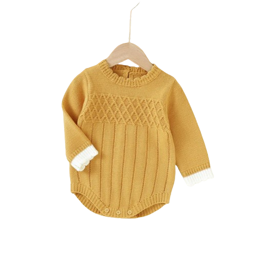 The Josiah - Baby Unisex Yellow Knitted Onesie