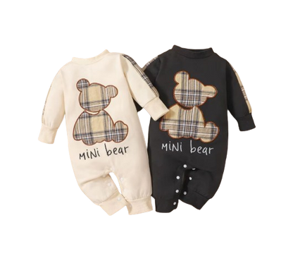 The Judah - Baby Boy Long Sleeve Plaid Mini Bear Romper