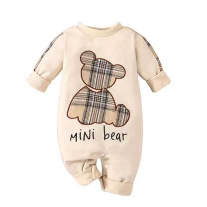 The Judah - Baby Boy Long Sleeve Plaid Mini Bear Romper