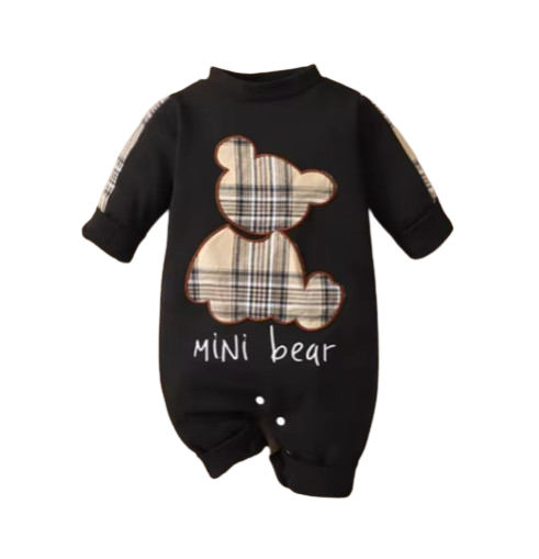 The Judah - Baby Boy Long Sleeve Plaid Mini Bear Romper