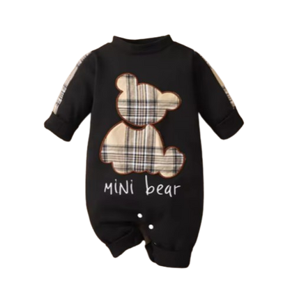 The Judah - Baby Boy Long Sleeve Plaid Mini Bear Romper