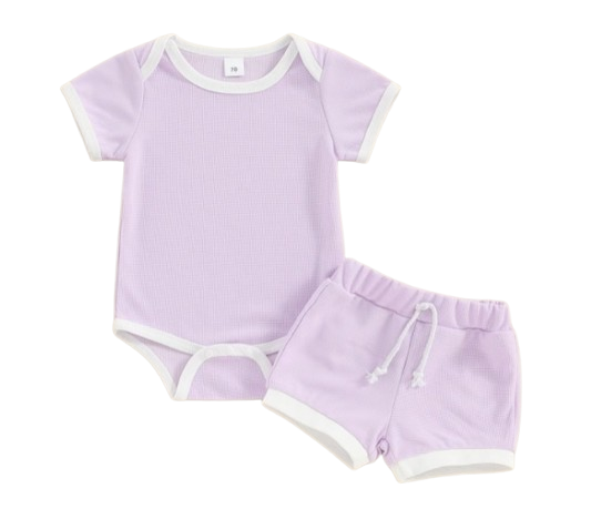 The Jude - Baby Unisex Patchwork Crew Neck Short Sleeve Rompers + Shorts