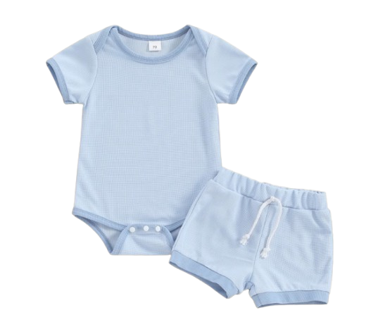 The Jude - Baby Unisex Patchwork Crew Neck Short Sleeve Rompers + Shorts