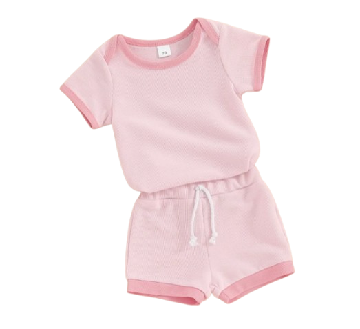 The Jude - Baby Unisex Patchwork Crew Neck Short Sleeve Rompers + Shorts