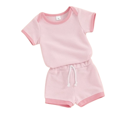 The Jude - Baby Unisex Patchwork Crew Neck Short Sleeve Rompers + Shorts