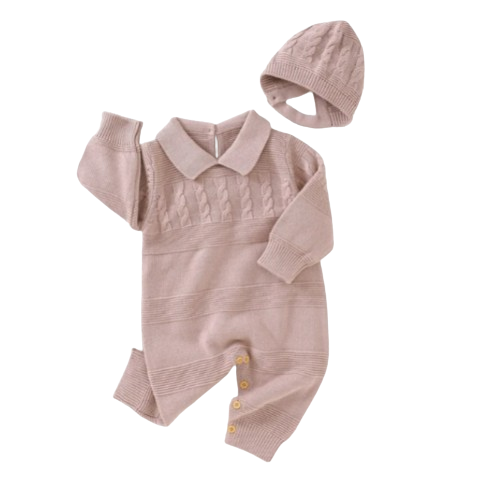 The Justin - Baby Unisex Turtle Neck Long Sleeve Romper + Hats