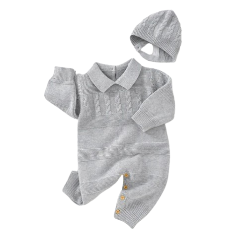 The Justin - Baby Unisex Turtle Neck Long Sleeve Romper + Hats