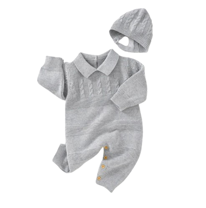 The Justin - Baby Unisex Turtle Neck Long Sleeve Romper + Hats