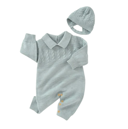 The Justin - Baby Unisex Turtle Neck Long Sleeve Romper + Hats