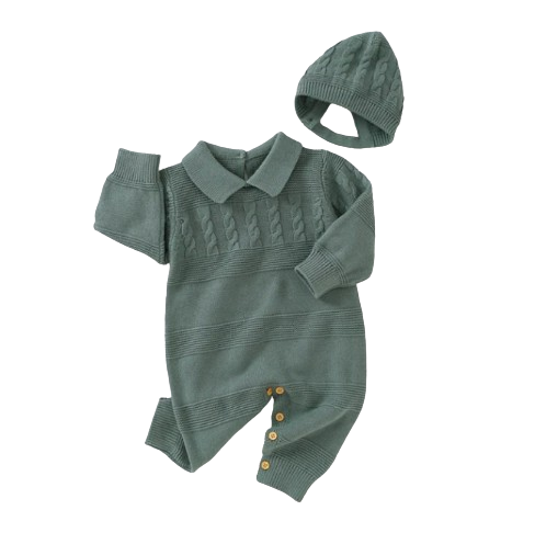 The Justin - Baby Unisex Turtle Neck Long Sleeve Romper + Hats