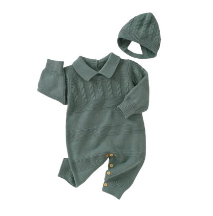 The Justin - Baby Unisex Turtle Neck Long Sleeve Romper + Hats