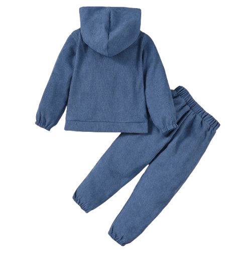 The Kaizen - 2pcs Baby Boy Blue Long Sleeve Hooded Suit