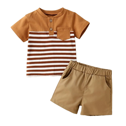 The Kayden - Baby Unisex Short Sleeve Patchwork Energetic Shorts Set