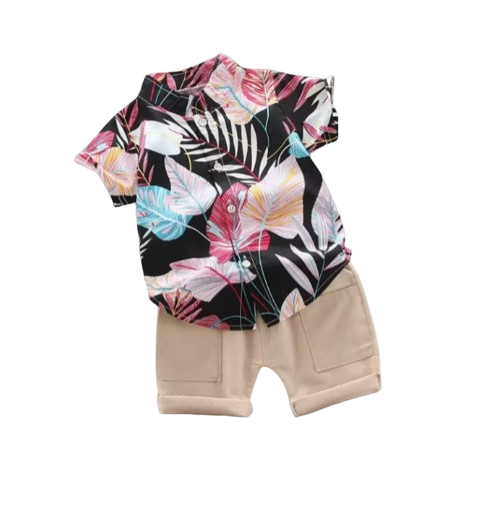 The Kevin - Baby Boy Plants Print Tops + Shorts