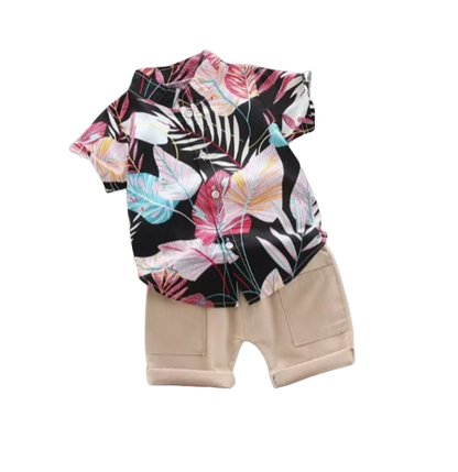 The Kevin - Baby Boy Plants Print Tops + Shorts