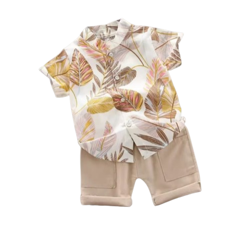 The Kevin - Baby Boy Plants Print Tops + Shorts