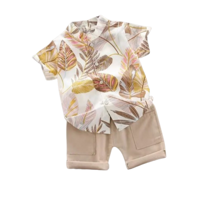 The Kevin - Baby Boy Plants Print Tops + Shorts