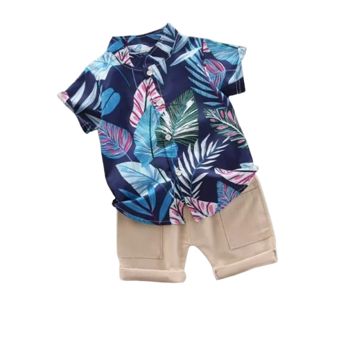 The Kevin - Baby Boy Plants Print Tops + Shorts