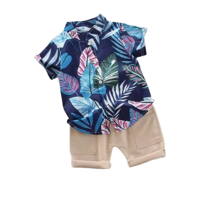 The Kevin - Baby Boy Plants Print Tops + Shorts