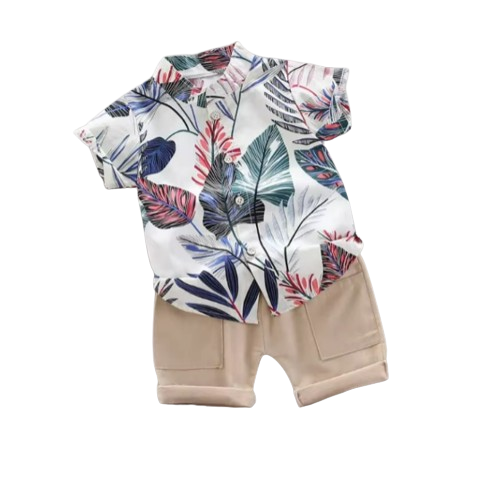 The Kevin - Baby Boy Plants Print Tops + Shorts