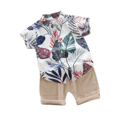 The Kevin - Baby Boy Plants Print Tops + Shorts