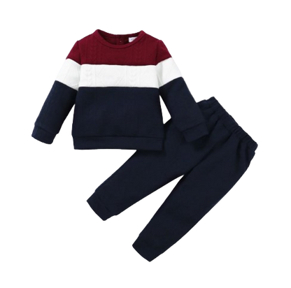 The Kylian - 2pcs Baby Boy Colour Blocking Sweater + Pants