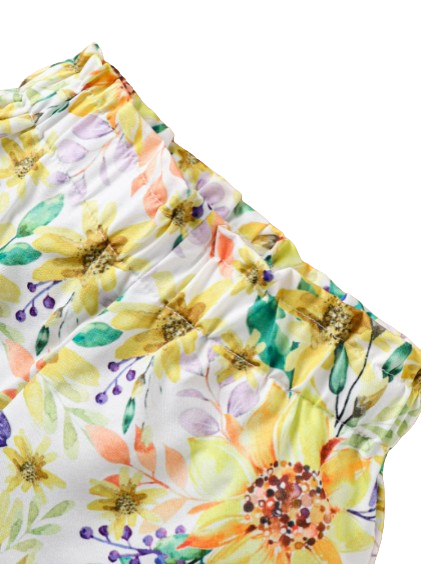 The Lainey - Baby Girl Suspenders Bow Top+Flower Shorts