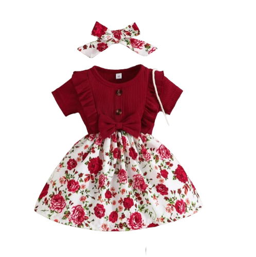 The Lillian - Baby Girl Short Sleeve Cute Floral Dress