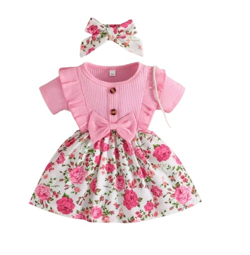 The Lillian - Baby Girl Short Sleeve Cute Floral Dress