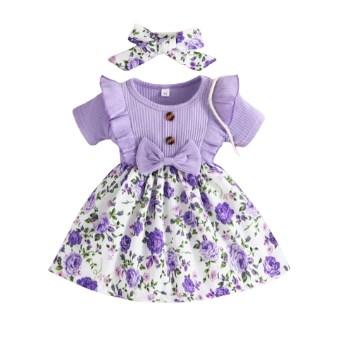 The Lillian - Baby Girl Short Sleeve Cute Floral Dress