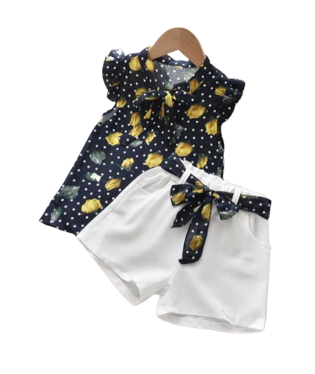 The Lily - Baby Girl Flower Sleeveless Vest & Shorts