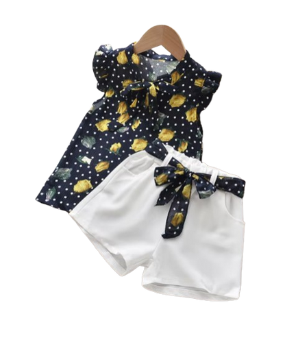 The Lily - Baby Girl Flower Sleeveless Vest & Shorts