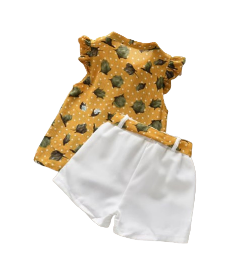 The Lily - Baby Girl Flower Sleeveless Vest & Shorts