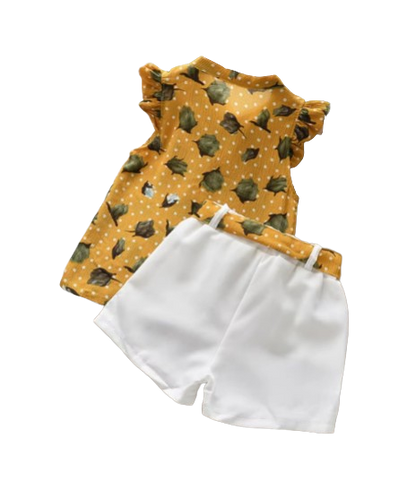 The Lily - Baby Girl Flower Sleeveless Vest & Shorts