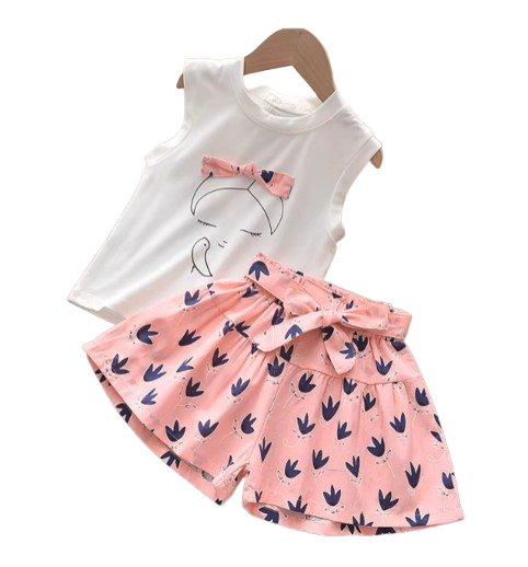 The Lucy - Baby Girl Ribbon Casual Suits Top and Shorts