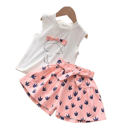 The Lucy - Baby Girl Ribbon Casual Suits Top and Shorts