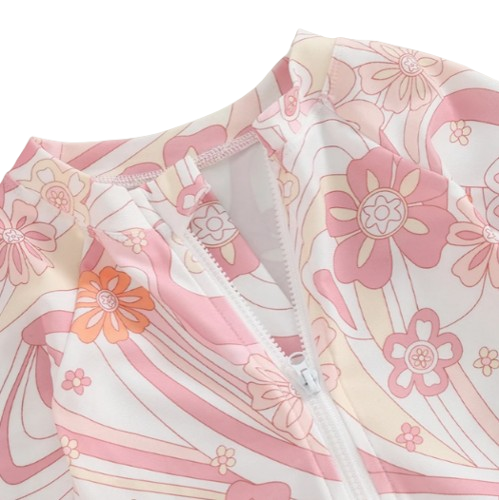 The Lucille - Baby Girl Princess Flower Print Zipper Beachwear