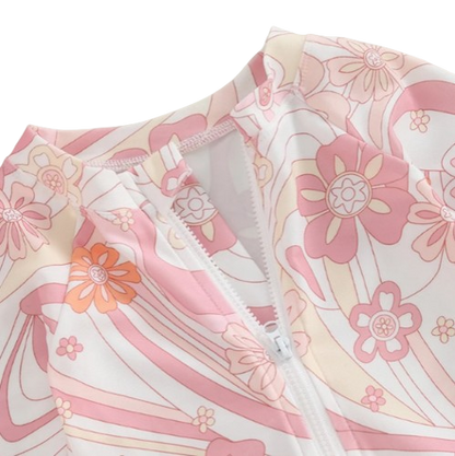 The Lucille - Baby Girl Princess Flower Print Zipper Beachwear