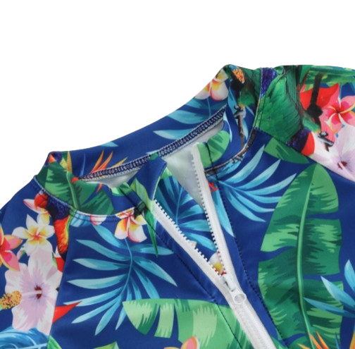 The Lucille - Baby Girl Princess Flower Print Zipper Beachwear