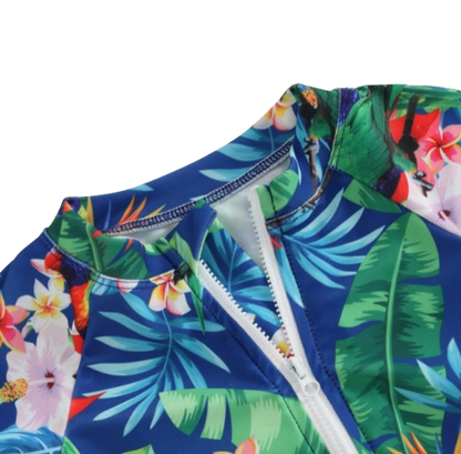 The Lucille - Baby Girl Princess Flower Print Zipper Beachwear