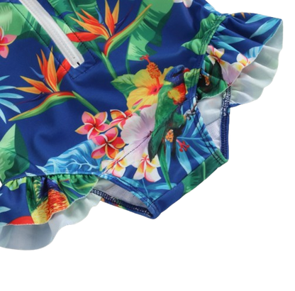 The Lucille - Baby Girl Princess Flower Print Zipper Beachwear