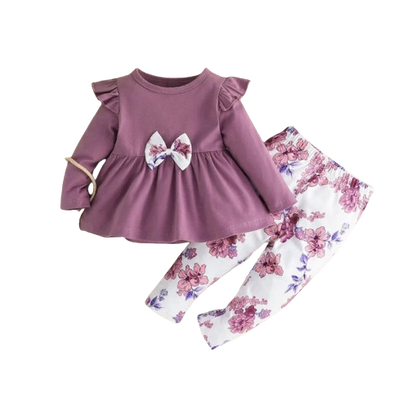 The Lyla - Baby Girl Long Sleeve Blouse and Floral Long Pants Outfit