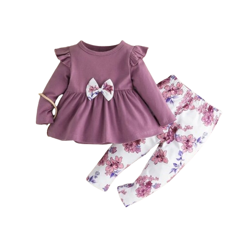 The Lyla - Baby Girl Long Sleeve Blouse and Floral Long Pants Outfit