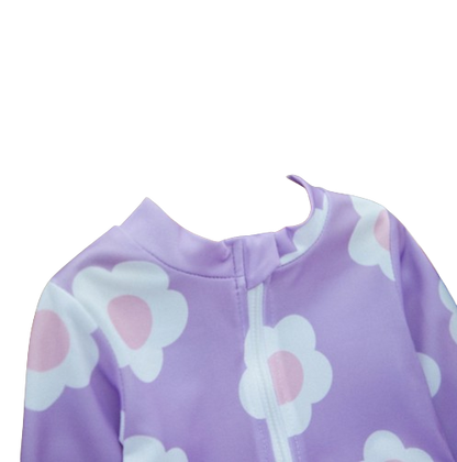 The Mabel - Baby Girl Cute Purple Ruffle Long Sleeve Swimwear