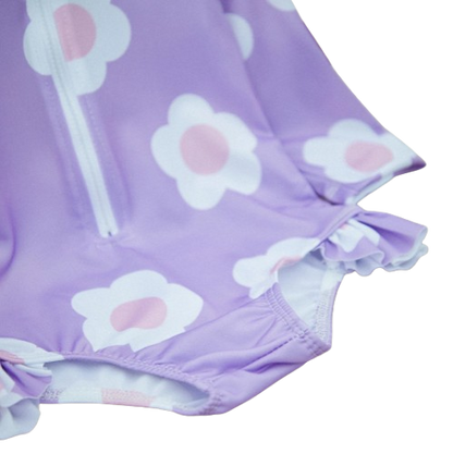 The Mabel - Baby Girl Cute Purple Ruffle Long Sleeve Swimwear