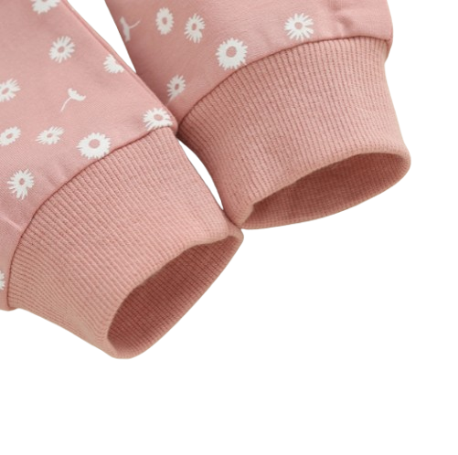 The Magnolia - Baby Girl Flower Print Sweatshirt + Pants + Headband