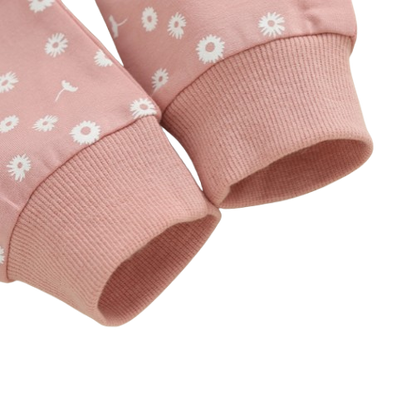 The Magnolia - Baby Girl Flower Print Sweatshirt + Pants + Headband